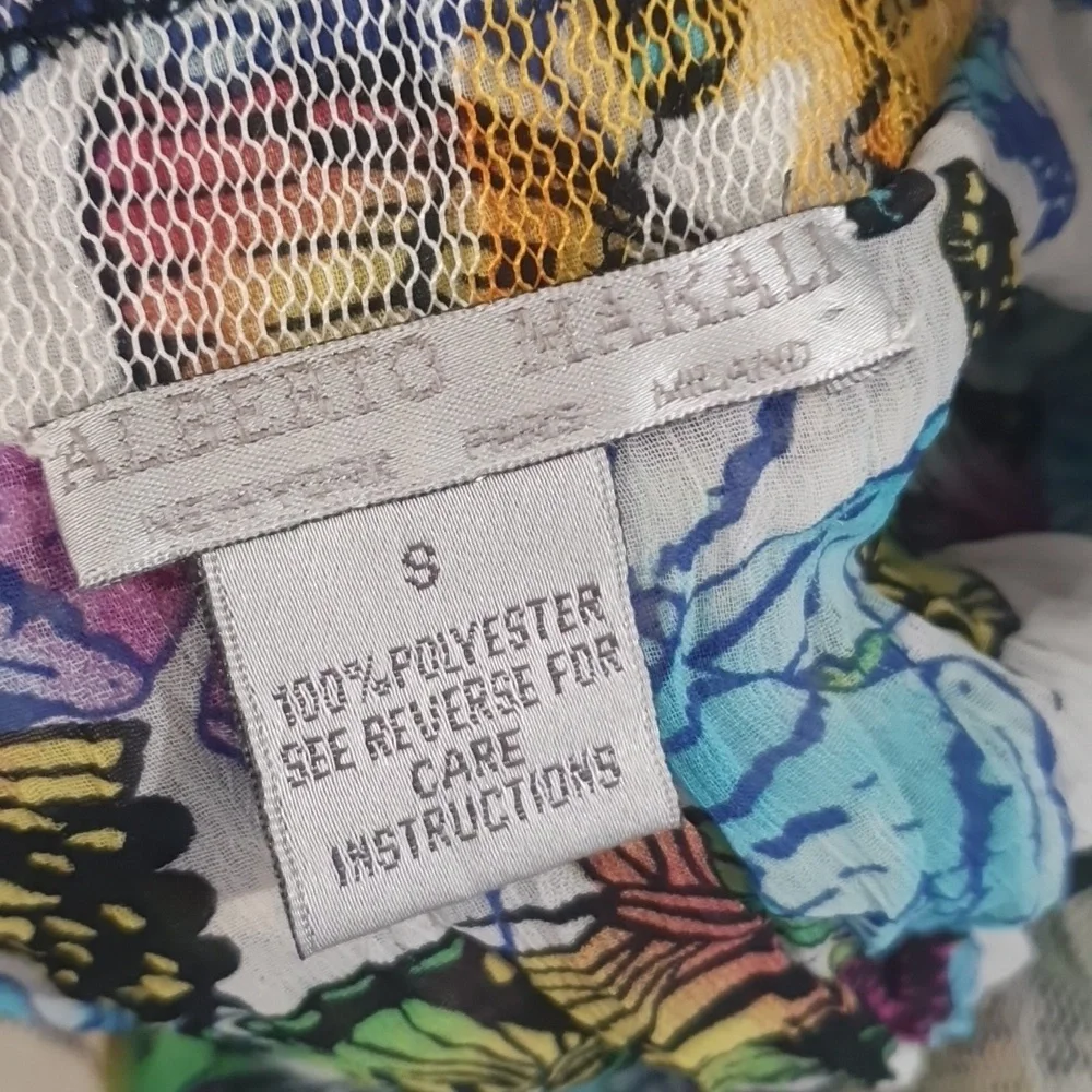 Alberto Makali Size S (approx 10) Butterfly Printesh Long Sleeve Top - Picture 7 of 9